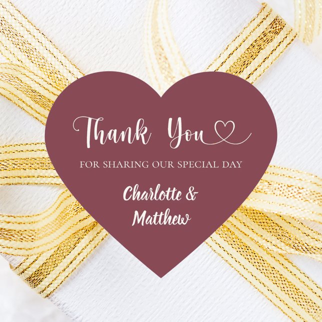 Sticker Cœur Thank you sharing our day burgundy ivory wedding (Créateur téléchargé)