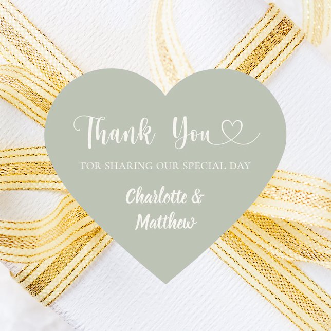 Sticker Cœur Thank you sharing our day sage green ivory wedding (Créateur téléchargé)