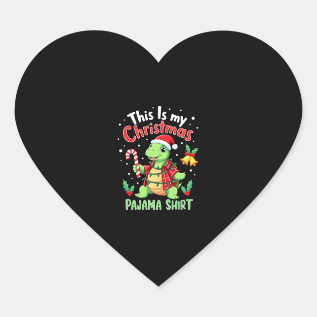 Sticker Cœur This Is My Christmas Turtle Pajama Shirt Buffalo P (Devant)