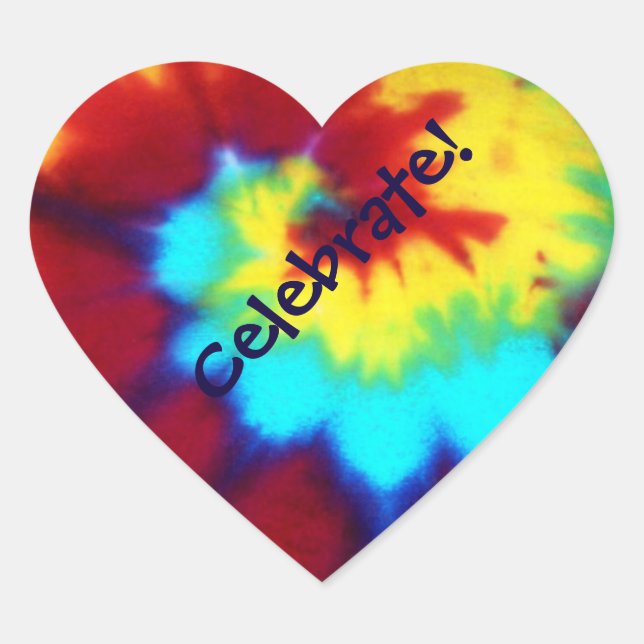 Sticker Cœur Tie Dye Look Célébrez Cartouche Cardiaque (Devant)