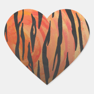 Sticker Cœur Tiger chaud orange et noir