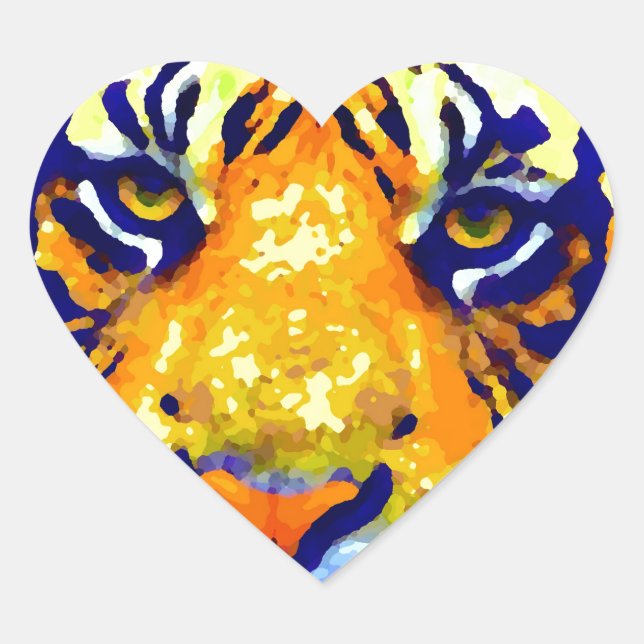 Sticker Cœur Tiger Eyes Pop Art (Devant)
