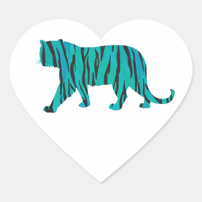 Sticker Cœur Tiger noir et Turquoise (Devant)