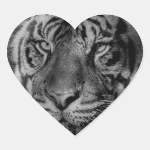Sticker Cœur Tigre noir et blanc