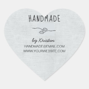 Sticker Cœur Toile en gris rustique fait main
