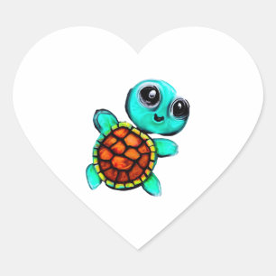 Sticker Cœur Tortue à peinture caustique