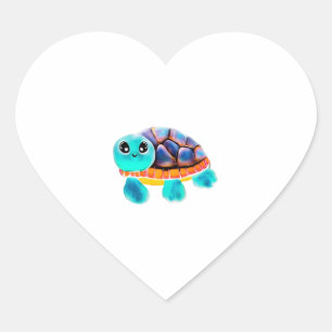 Sticker Cœur Tortue à peinture caustique Copier