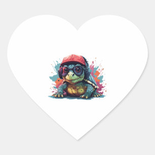 Sticker Cœur tortue animal art I cool tortue mignonne