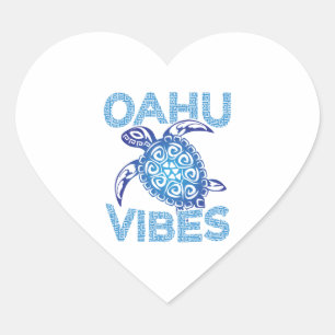 Sticker Cœur Tortue bleue polynésienne Oahu Vibes