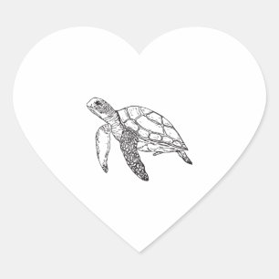 Sticker Cœur tortue de mer