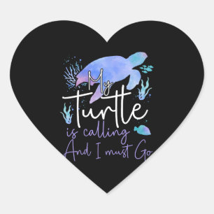 Sticker Cœur Tortue de mer Aquarelle Mon
