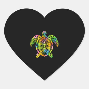 Sticker Cœur Tortue de mer Hawaiian Tie Dye, Hawaii pour femmes