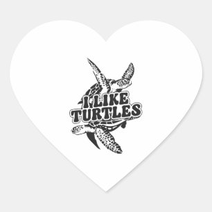 Sticker Cœur Tortue de mer J'aime les tortues