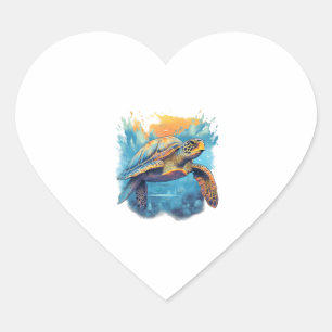 Sticker Cœur Tortue sous-marine sereine Copie