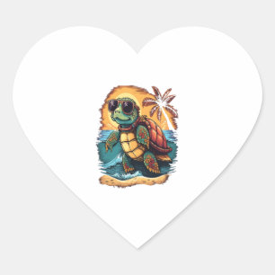 Sticker Cœur Tortue tortues marines hawaïennes Hawaï Plage trop