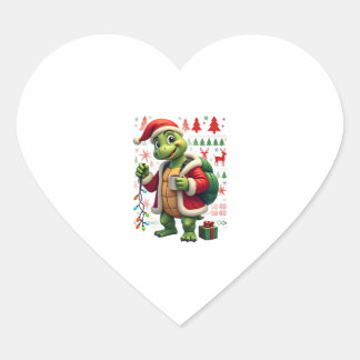 Sticker Cœur Tortue Xmas Lumières Père Noël laid Tortue Noël Ta