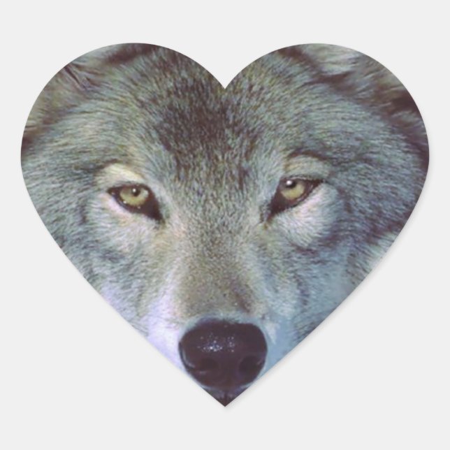 Sticker Cœur Totem animal du loup (Devant)