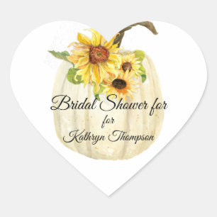 Sticker Cœur Tournesol jaune blanc Citrouille automne Fête des 