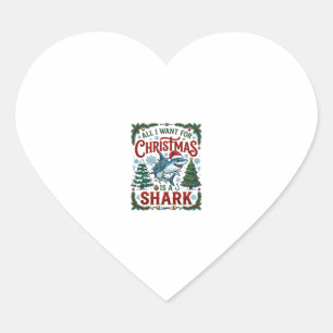 Sticker Cœur Tous veulent des arbres de pin requin de Noël