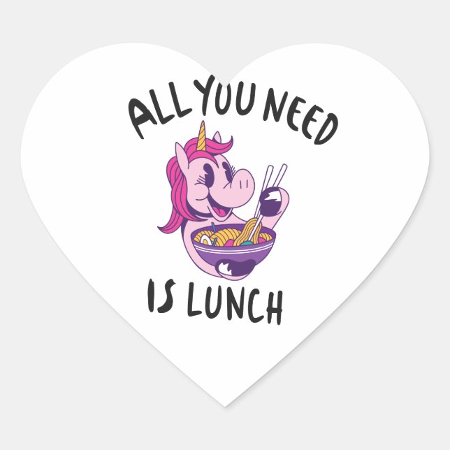 Sticker Cœur Tout ce dont tu as besoin, c'est de déjeuner (Devant)