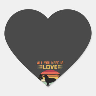 Sticker Cœur Tout ce dont vous avez besoin est Love Golden Retr