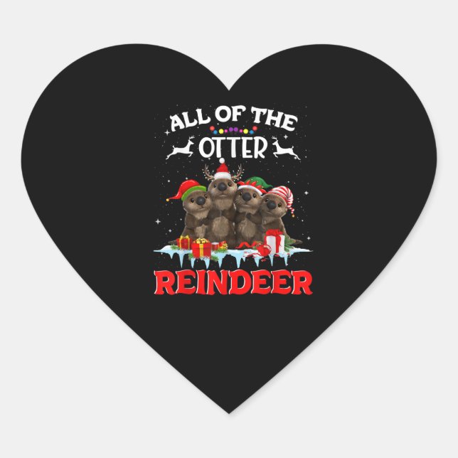 Sticker Cœur Tout Le Rinder De Loutres Drôle Autre Noël (Devant)
