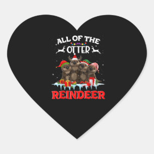 Sticker Cœur Tout Le Rinder De Loutres Drôle Autre Noël