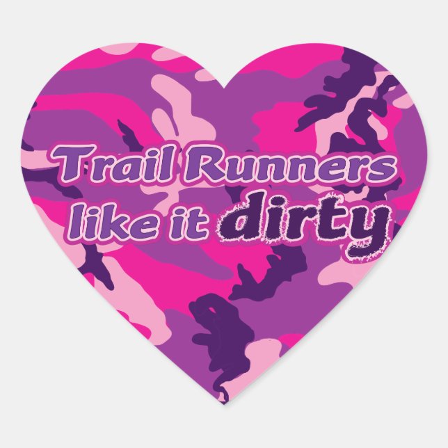Sticker Cœur Trail Runners Like it Dirty - Camo Rose (Devant)