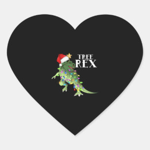 STICKER CŒUR TREE REX SANTA HAT DINOSAUR NOËL LUMIÈRES T-SHI