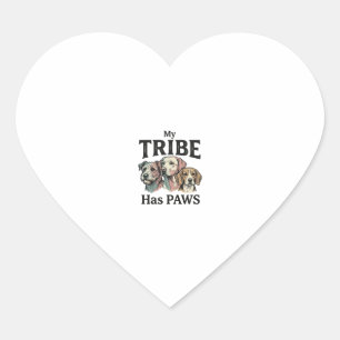 Sticker Cœur Tribu de chiens a des pattes dessin de gravure vin