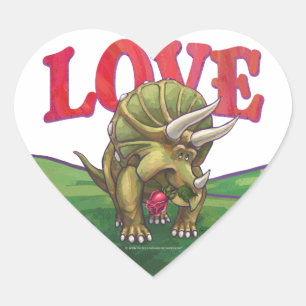 Sticker Cœur Tricératops amoureux Saint Valentin