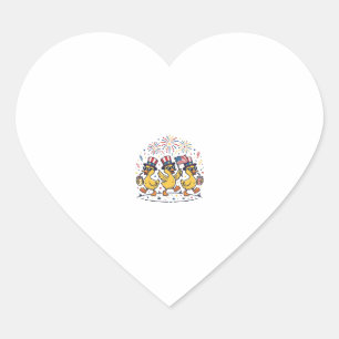 Sticker Cœur Trio de canards patriotiques Chemise vintage 4 jui