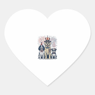 Sticker Cœur Trio de chiens patriotiques dessin de t-shirt vint