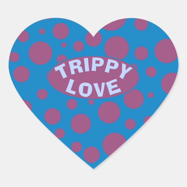 Sticker Cœur Trippy Love Purple Dots Sentiment Blue Psychedelic (Devant)