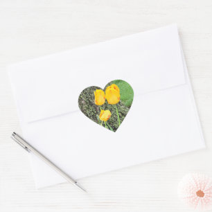 Sticker Cœur Trois Tulipes Jaunes /