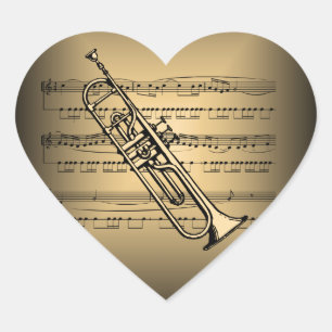Sticker Cœur Trompette avec l'arrière - plan de musique de