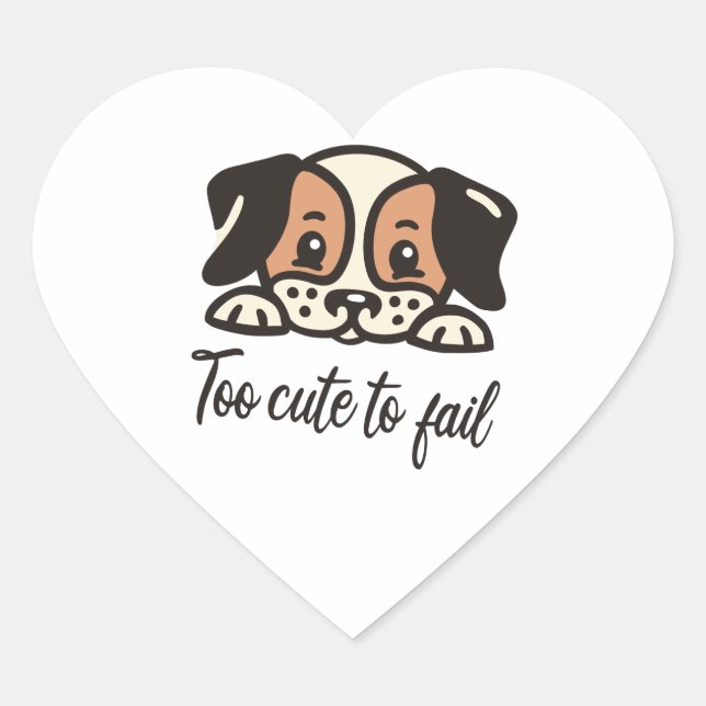 Sticker Cœur Trop mignon pour échouer (Devant)