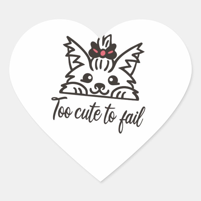 Sticker Cœur Trop mignon pour échouer (Devant)