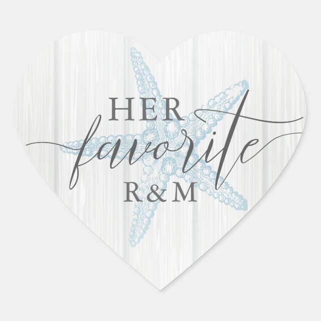 Sticker Cœur Tropical Rustic Beach Mariage Son Favori (Devant)