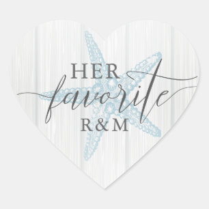 Sticker Cœur Tropical Rustic Beach Mariage Son Favori