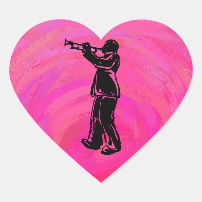 Sticker Cœur Trumpet Boogie Nuits New York Hot rose (Devant)