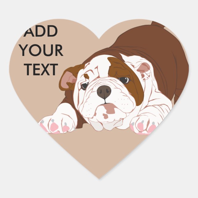 Sticker Cœur Tuff Pup Jouer Bulldog Puppy (Devant)