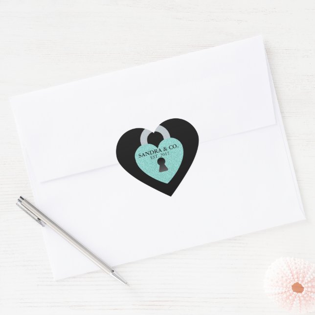 Sticker Cœur Turquoise Blue Love Heart Célébrer Douche Tiara Pa (Enveloppe)