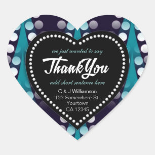 Sticker Cœur Turquoise moderne Points Merci Coeur