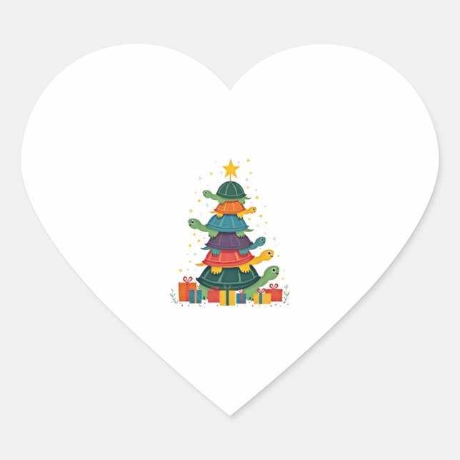 Sticker Cœur Turtle Tree Christmas Tree Adorable Turtle Christm (Devant)
