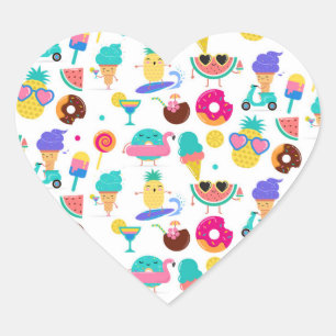 Sticker Cœur Tutti Fruitti Summer Fruit Ice Cream Soirée