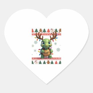 Sticker Cœur Ugly Xmas Sweater Style Lighting Turtle Christmas 