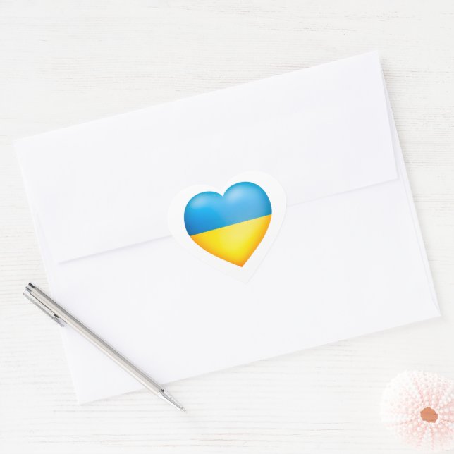 Sticker Cœur Ukraine Couleurs Coeur Jaune Et Bleu (Enveloppe)