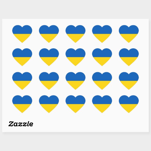 Sticker Cœur Ukraine Drapeau bleu et jaune (Feuille)