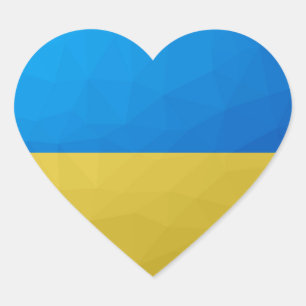Sticker Cœur Ukraine drapeau bleu jaune motif maillage géométri